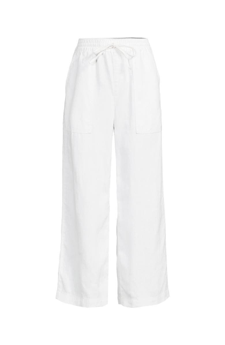 Lands' End High Rise Pull On Drawstring Linen Wide Leg Crop Pants, Alternate, color, 