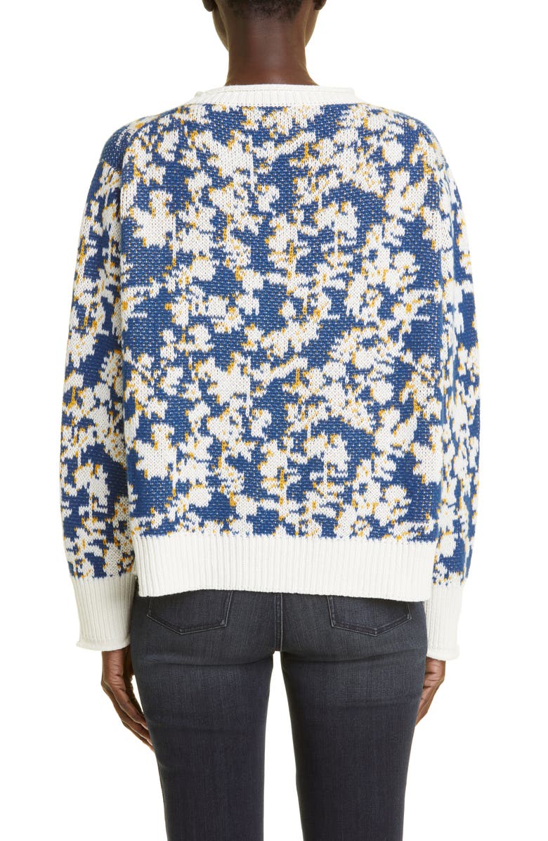 Lafayette 148 New York Floral Jacquard Cashmere & Cotton Blend Sweater, Alternate, color, 