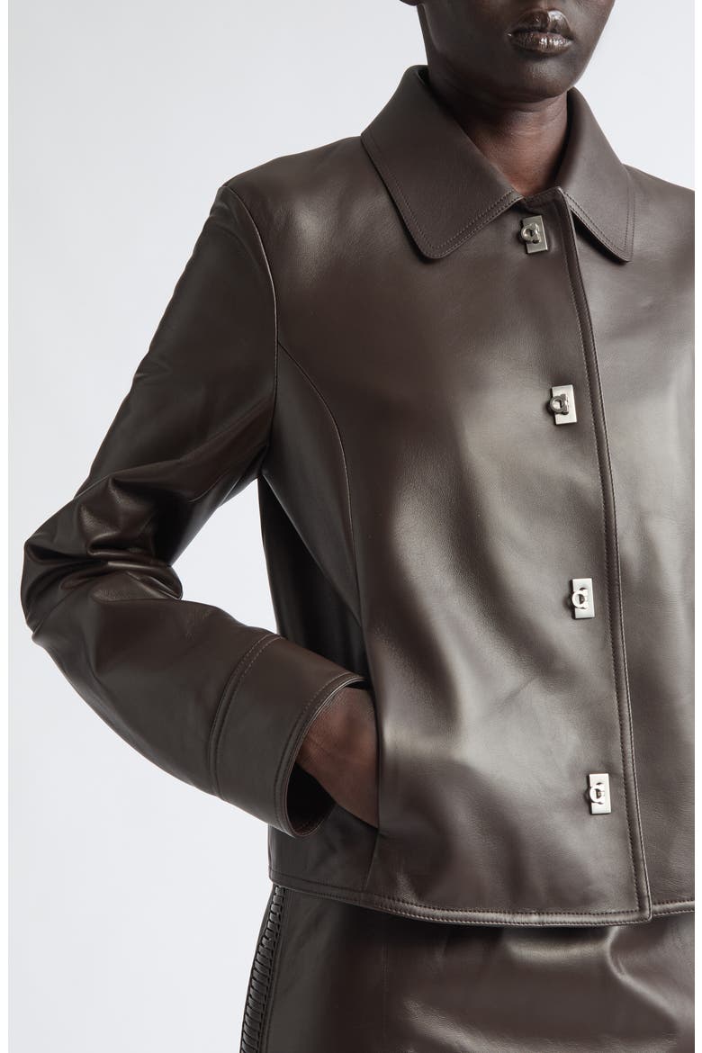 Boxy Lambskin Leather Jacket, Alternate, color, EXPRESSO/ ESPRESSO
