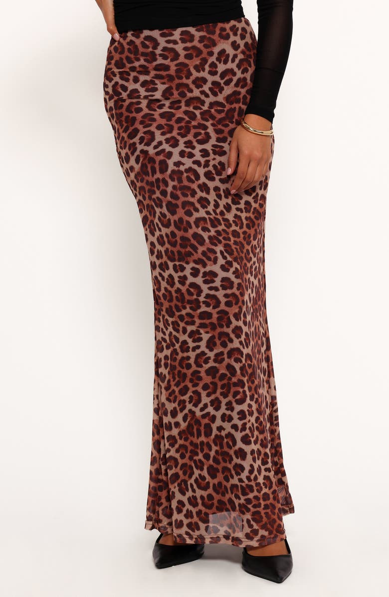 Petal & Pup Cici Leopard Print Mesh Maxi Skirt, Main, color, Leopard