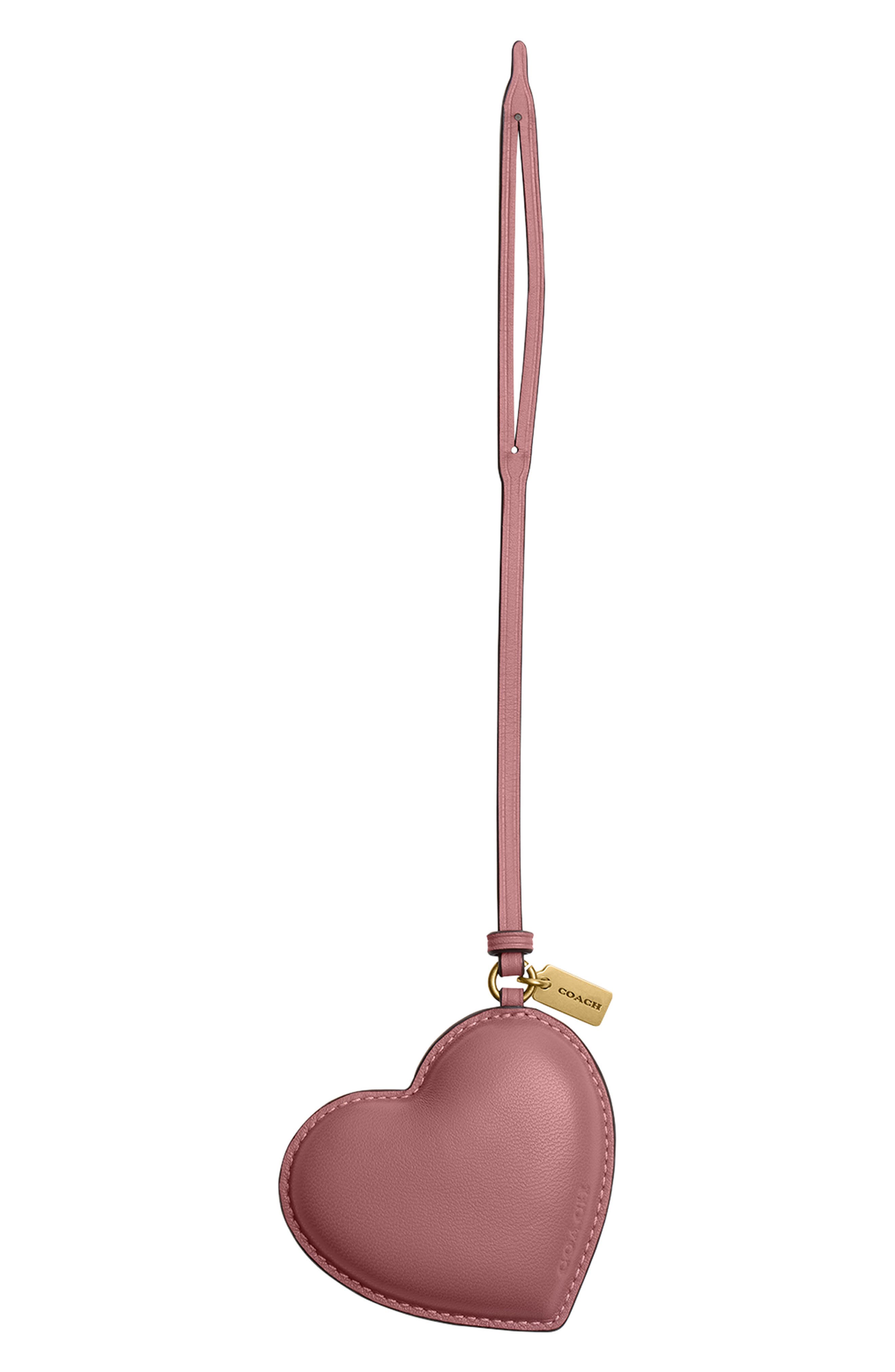 COACH Heart Puffy Leather Bag Charm, Main, color, 