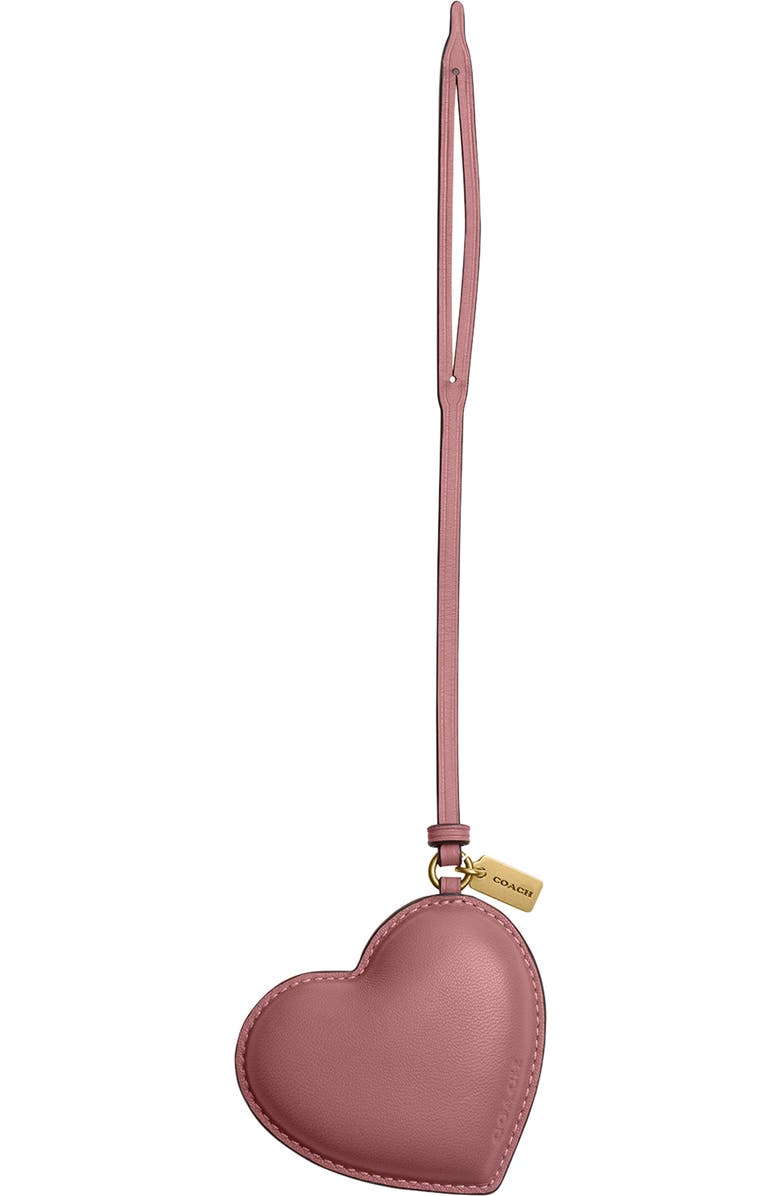 COACH Heart Puffy Leather Bag Charm, Main, color,