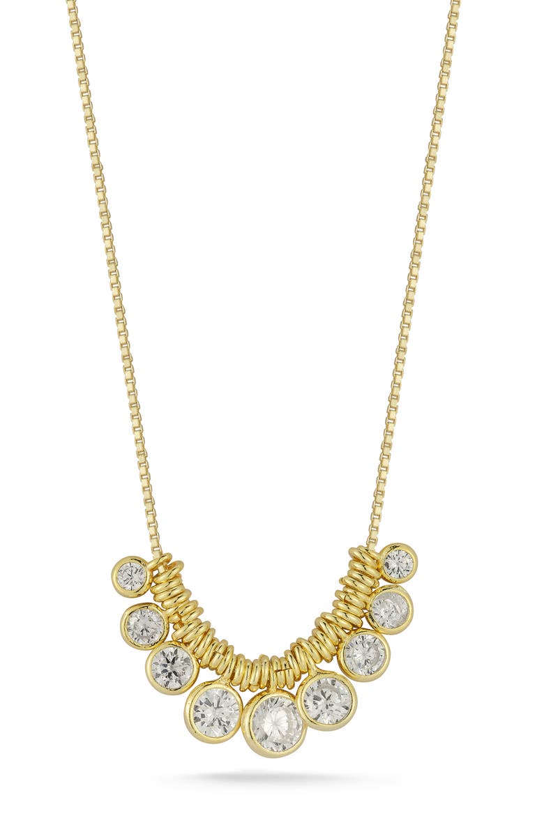 Cubic Zirconia Charm Frontal Necklace, Main, color, GOLD
