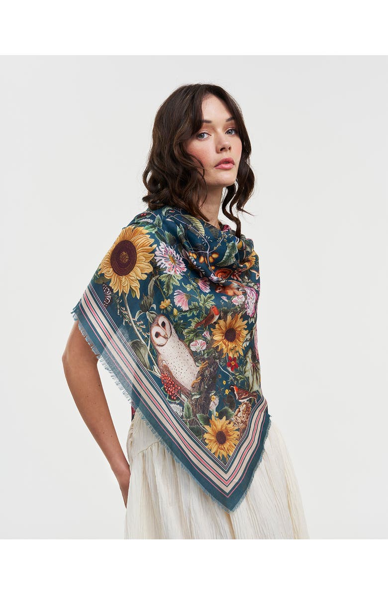 Fable England Botanical Long Scarf, Alternate, color, Medium Green