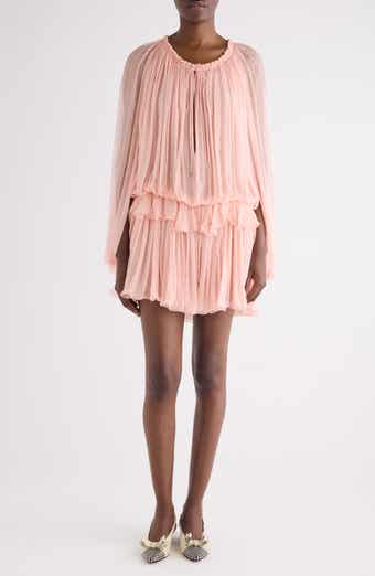 Long Sleeve Organic Silk Muslin Cape Minidress