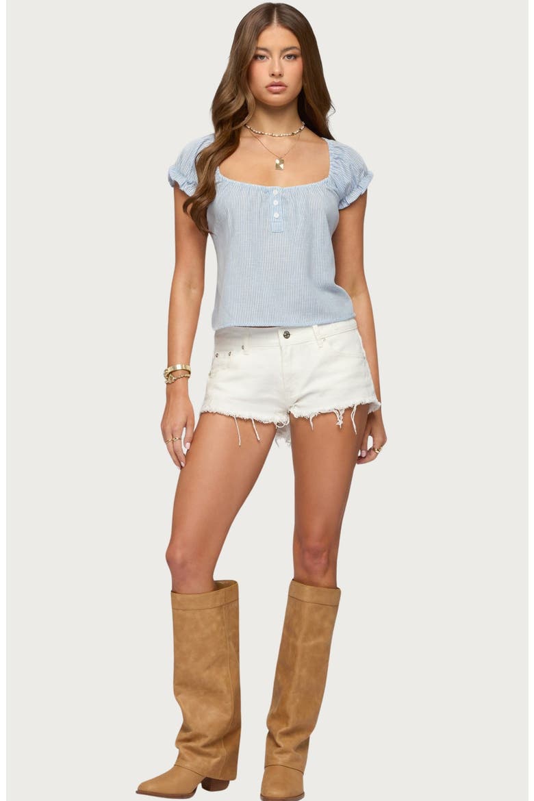 Rhory Pinstripe Puff Sleeve Top, Alternate, color, LIGHT-BLUE