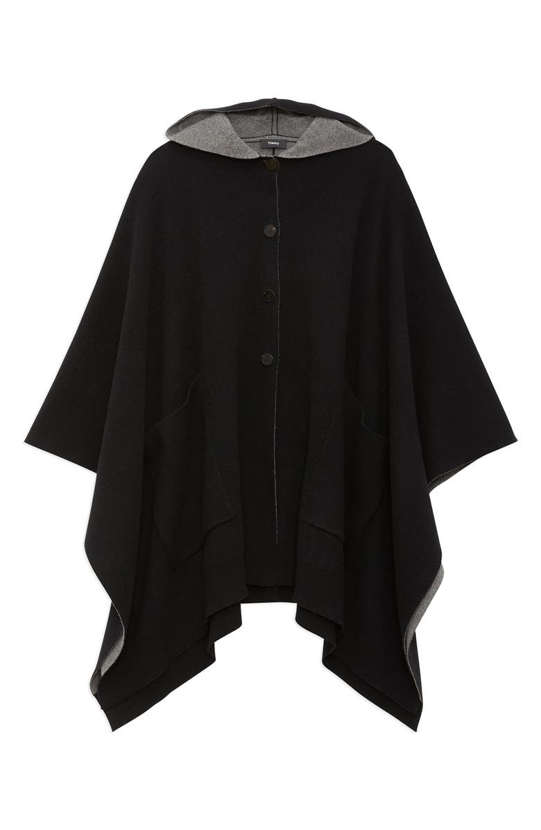 Theory Hooded Wool & Cashmere Poncho, Alternate, color, 