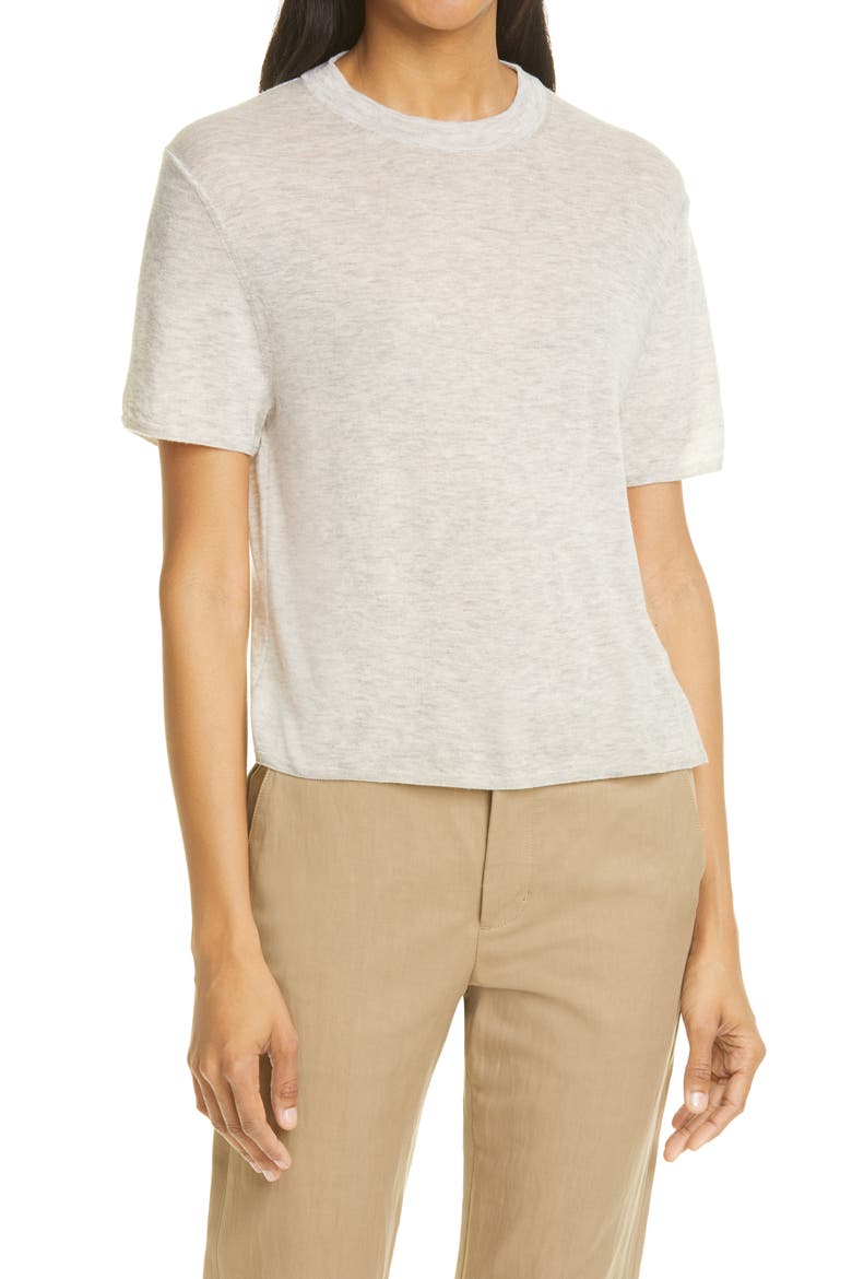 Easy Wool Blend Short Sleeve Sweater, Main, color, LIGHT GREY