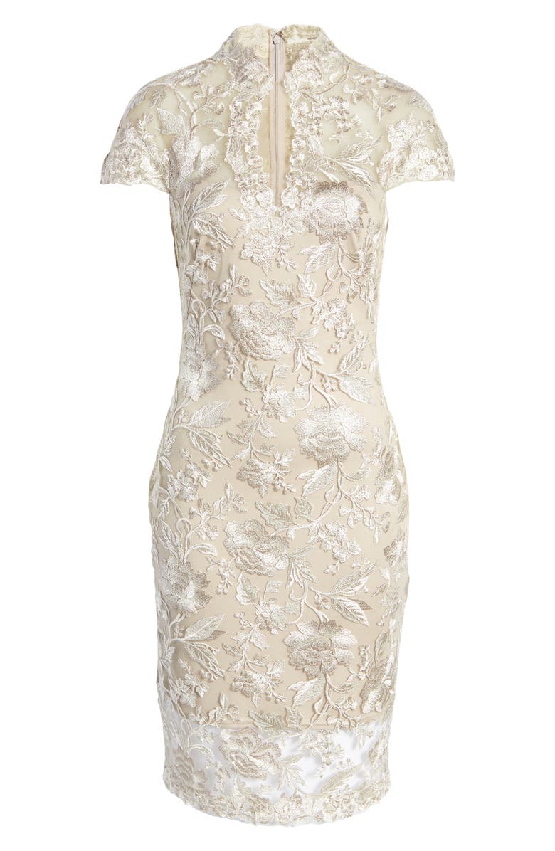 Tadashi Shoji Cap Sleeve Lace Sheath Dress, Alternate, color, 