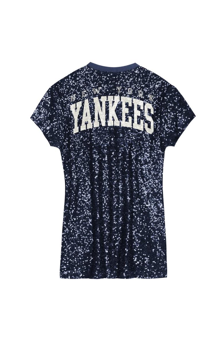 Outerstuff Girls Preschool  Navy New York Yankees Sequin V-Neck Dress, Alternate, color, Navy