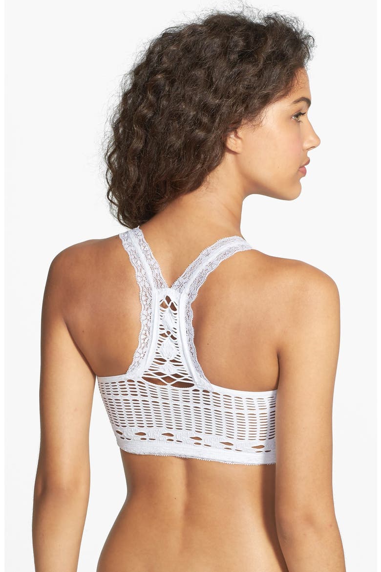 Crochet Racerback Seamless Bralette, Alternate, color, WHITE