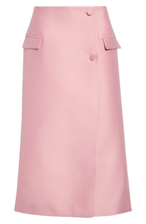 Crepon Pencil Midi Skirt