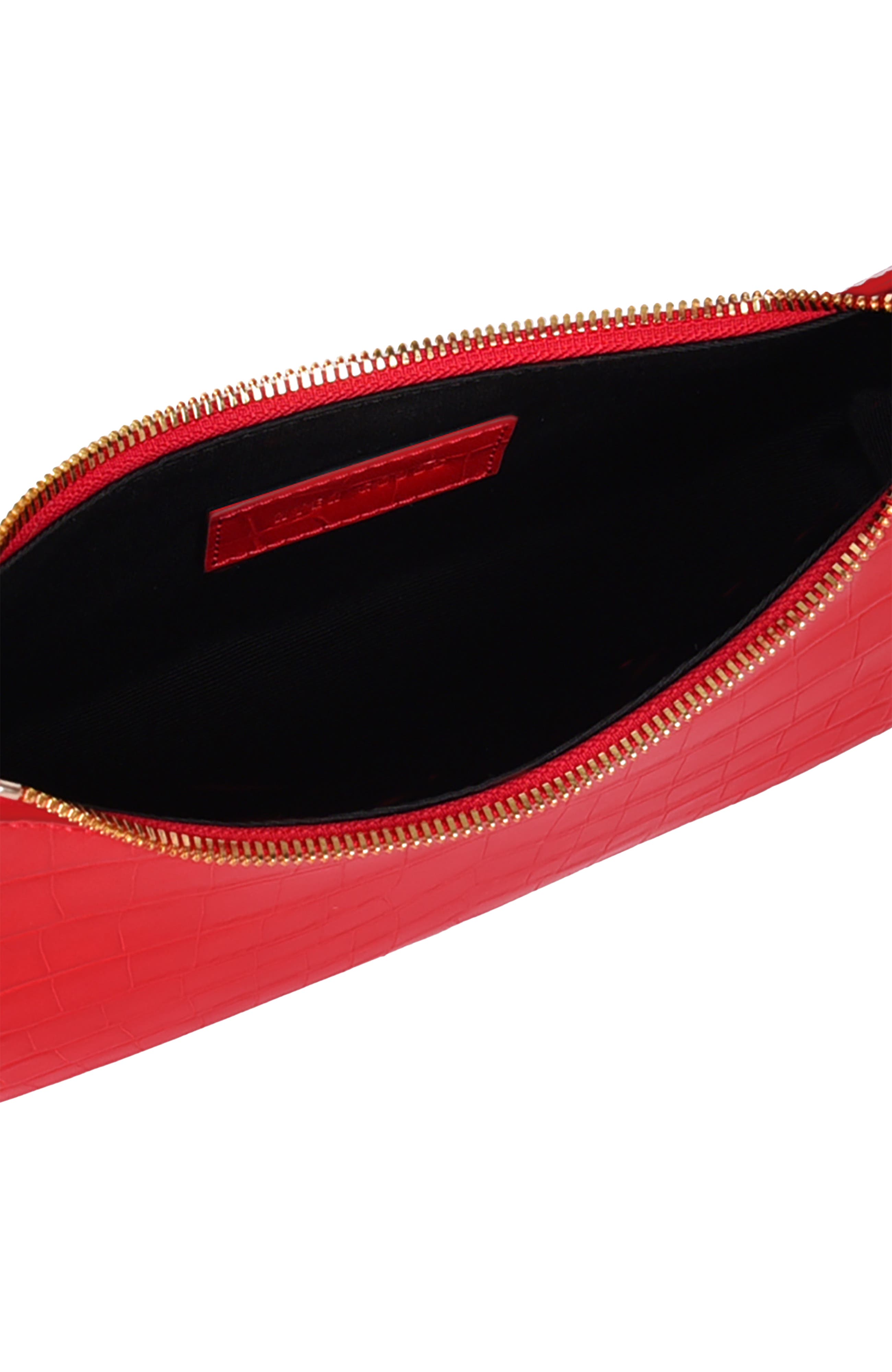 Upcycled Leather Mini Shoulder Bag, Alternate, color, Bright Red Croco