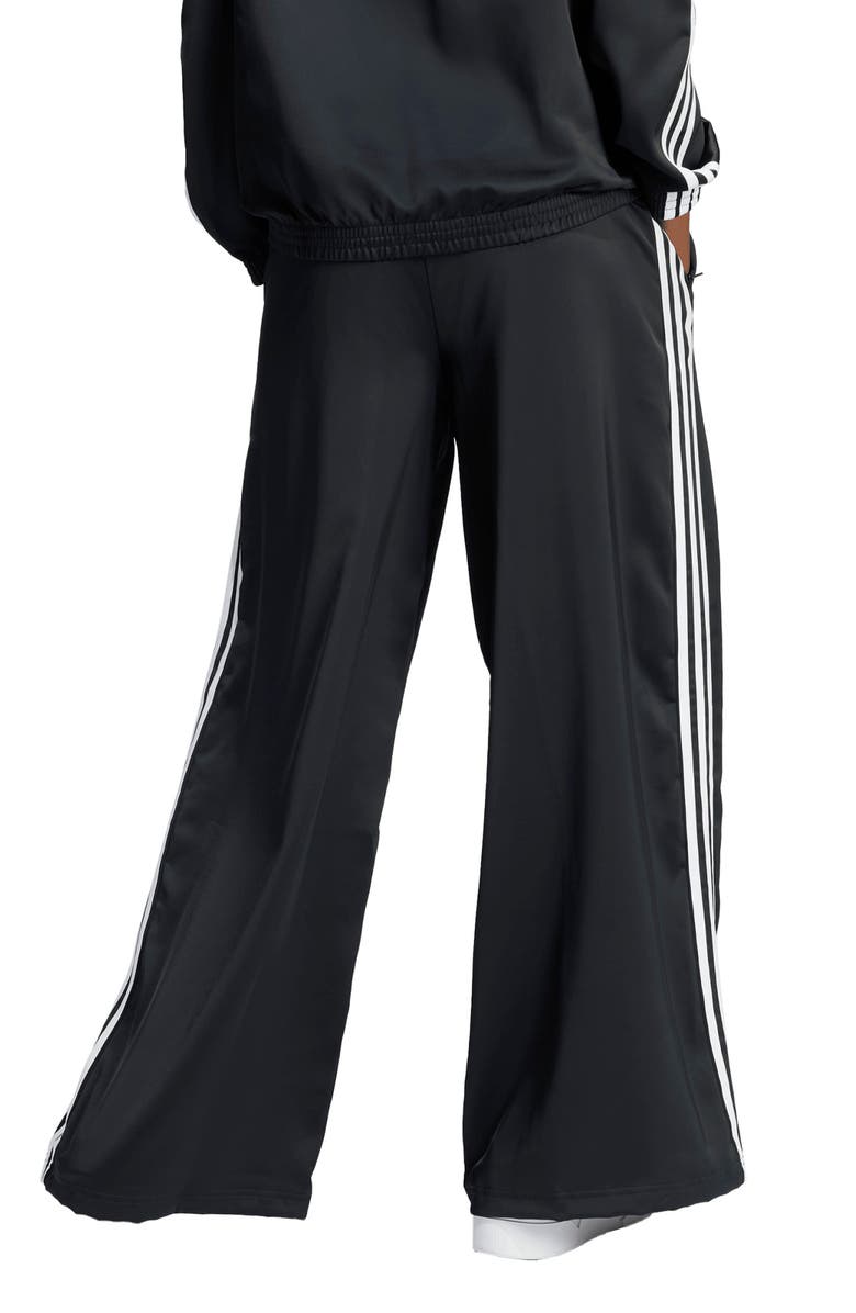 adidas Originals Recycled Polyester Satin Wide Leg Track Pants, Alternate, color, Black