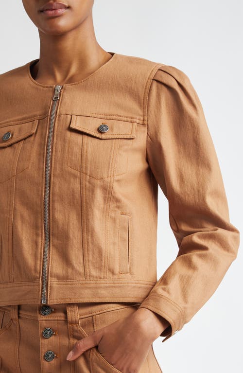 Cinq À Sept Dalia Cropped Denim Jacket In Cocoa