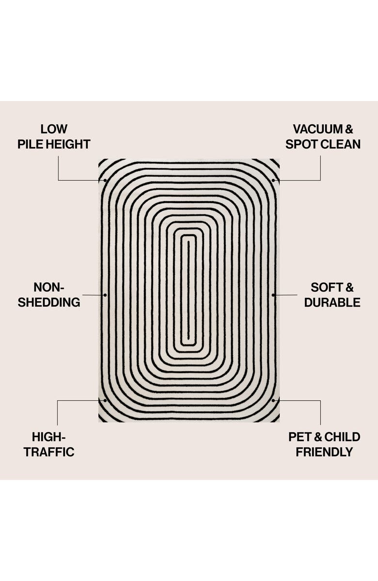 JONATHAN Y Freya Modern Scandinavian Arch Stripe Monotone High-Low Area Rug, Alternate, color, Black/White