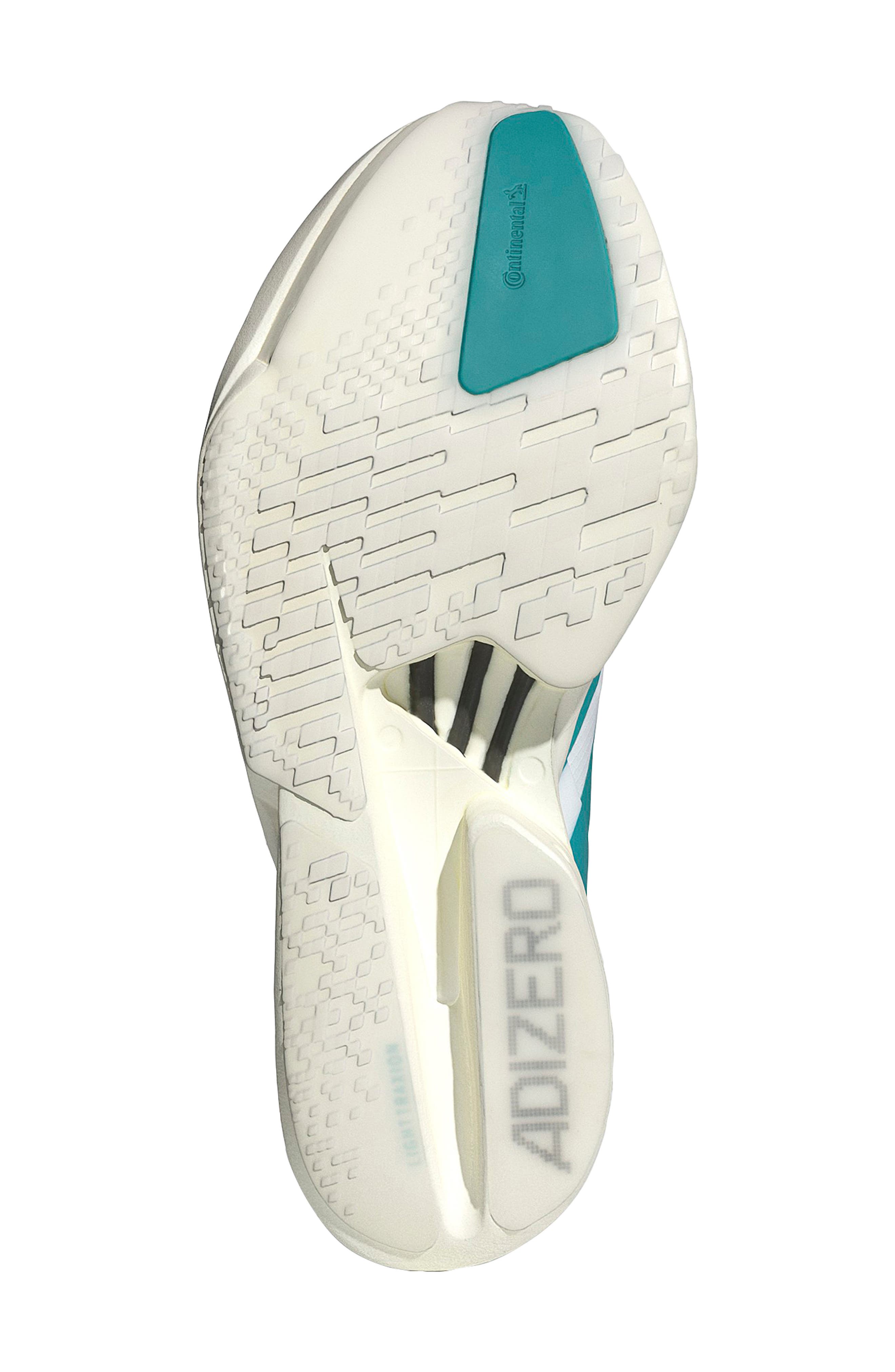 adidas Gender Inclusive Adios 9 Pro 4 Running Sneaker, Alternate, color, White/ Pure Teal/ Carbon