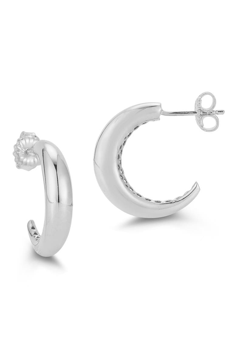 Pavé Oval Hoop Earrings, Alternate, color, SILVER