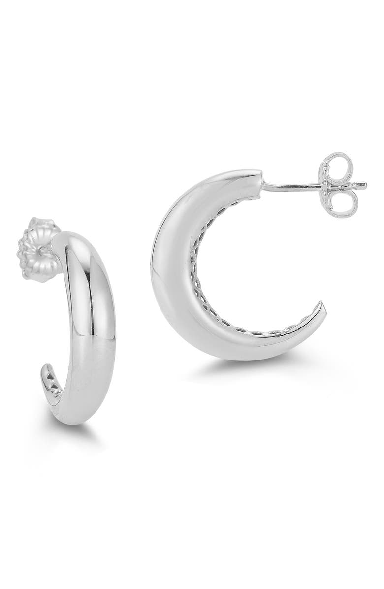 GLAZE JEWELRY Pavé Oval Hoop Earrings, Alternate, color, Silver