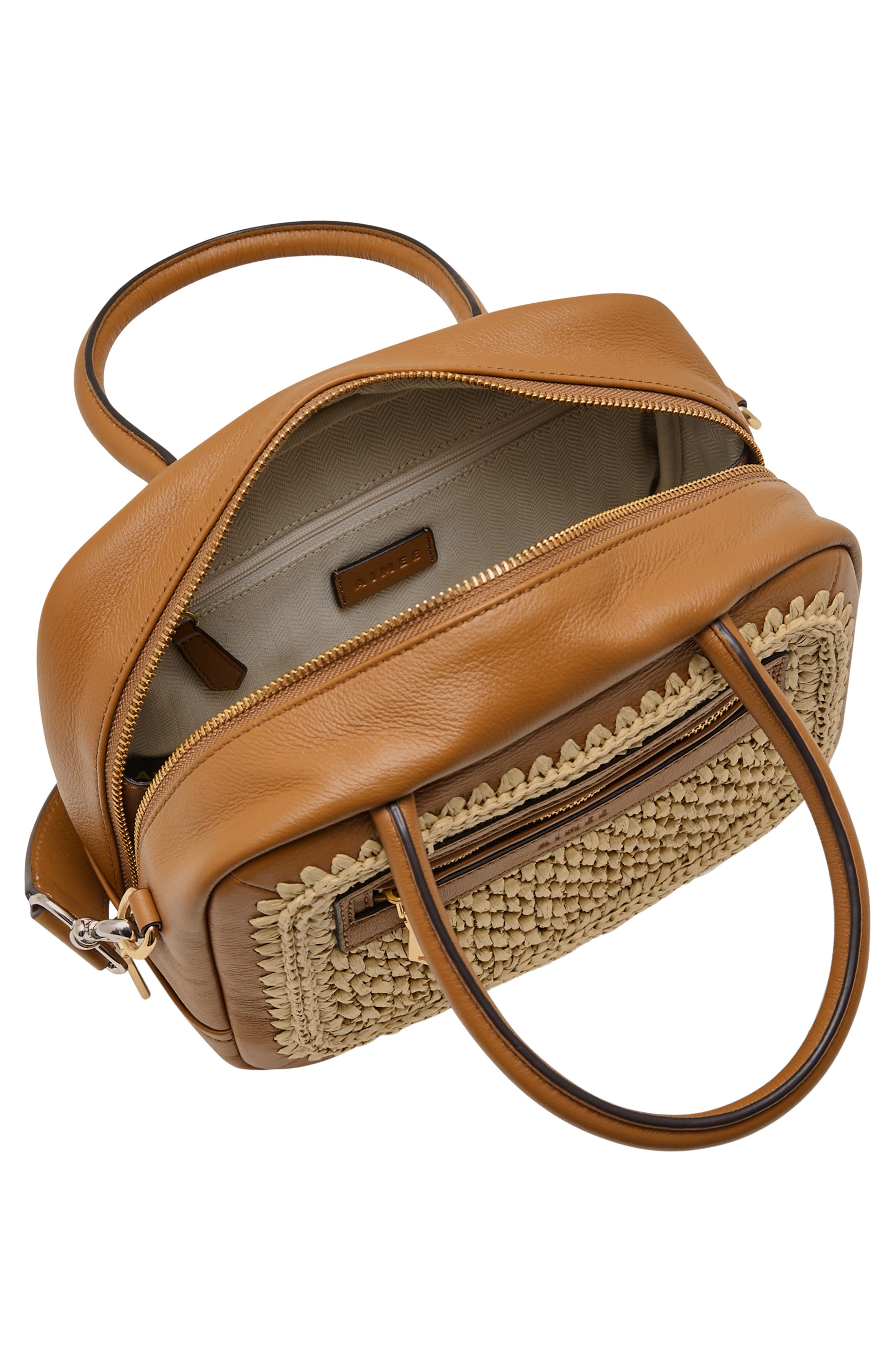 Medium Ritual Leather Satchel, Alternate, color, RAFFIA LATTE