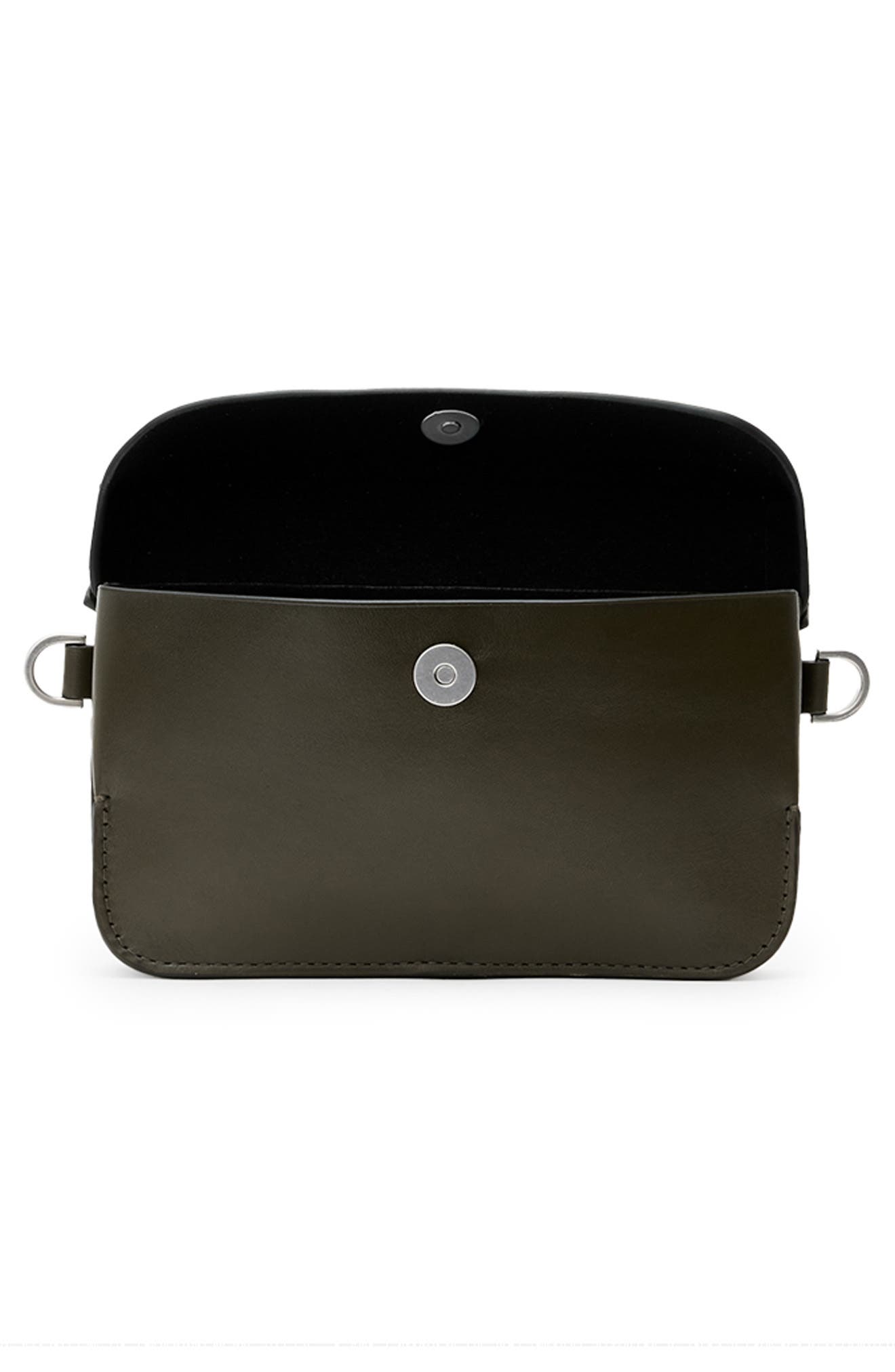 AllSaints Zoe Leather Crossbody Bag, Alternate, color, Military Green