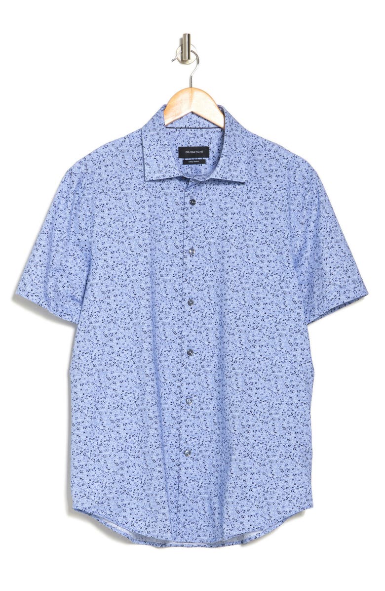 Bugatchi Floral Print Stretch Short Sleeve Button-Up Shirt, Alternate, color, 
