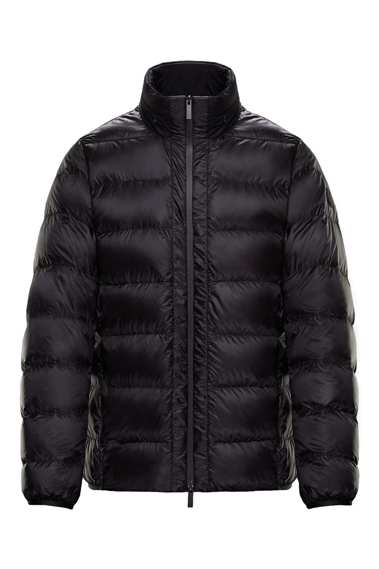 Peyre Back Logo Water Resistant Down Puffer Coat, Alternate, color, BLACK