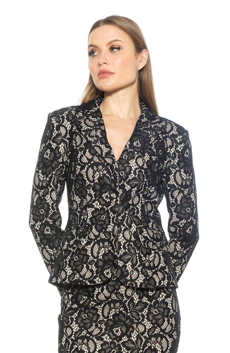 Alexia Admor Jessica Peak Lapel Lace Blazer, Alternate, color,