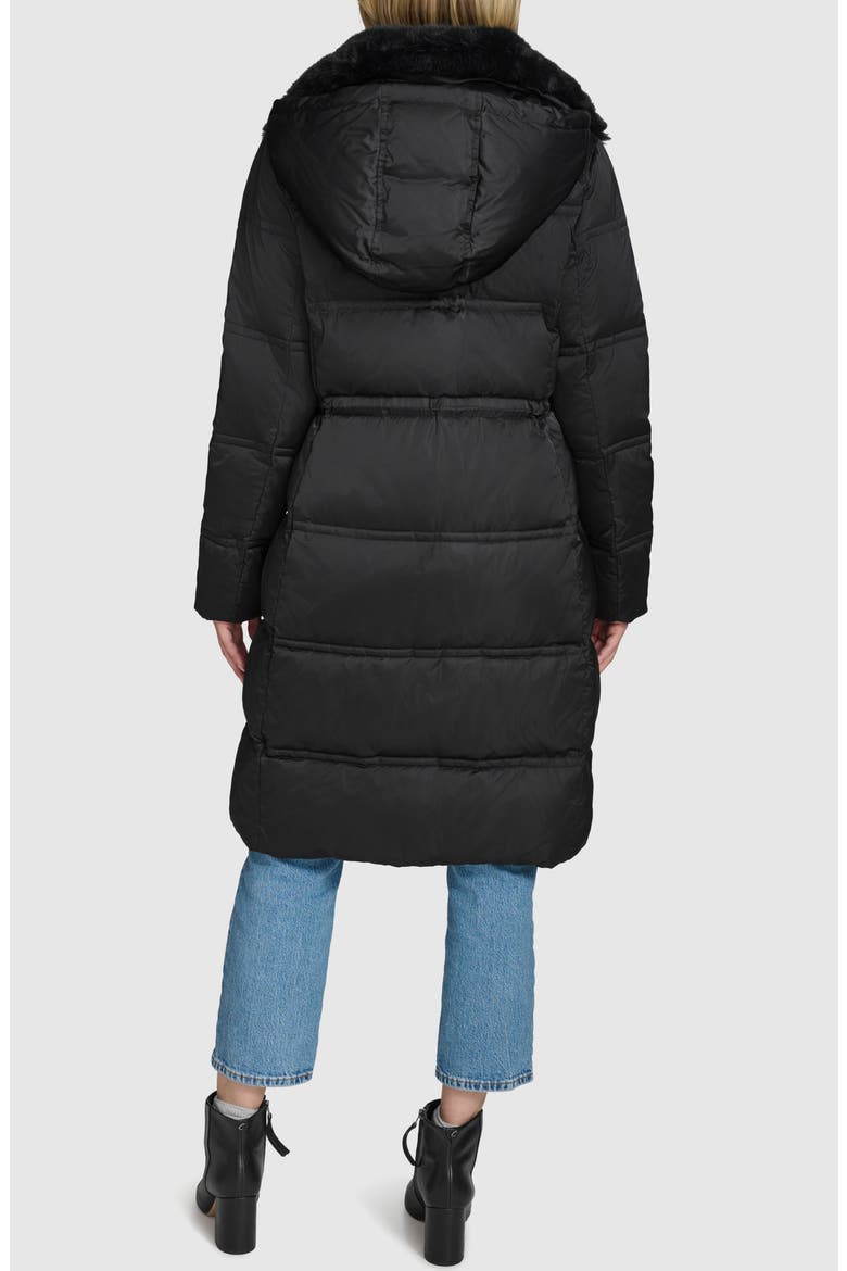 Emery Faux Fur Trim Down, Feather & Synthetic Fill Puffer Coat, Alternate, color, BLACK