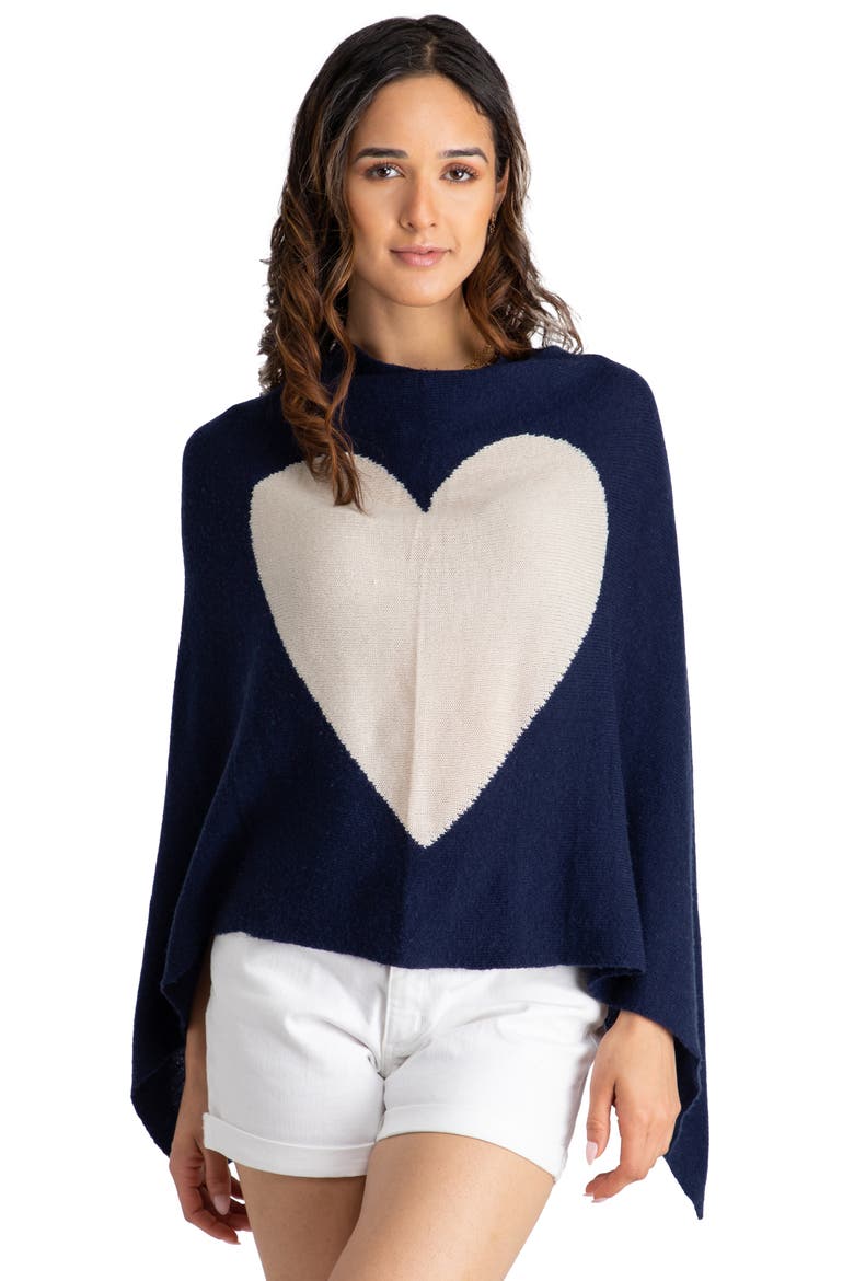 Heart Silk & Cashmere Poncho, Alternate, color, BLUE