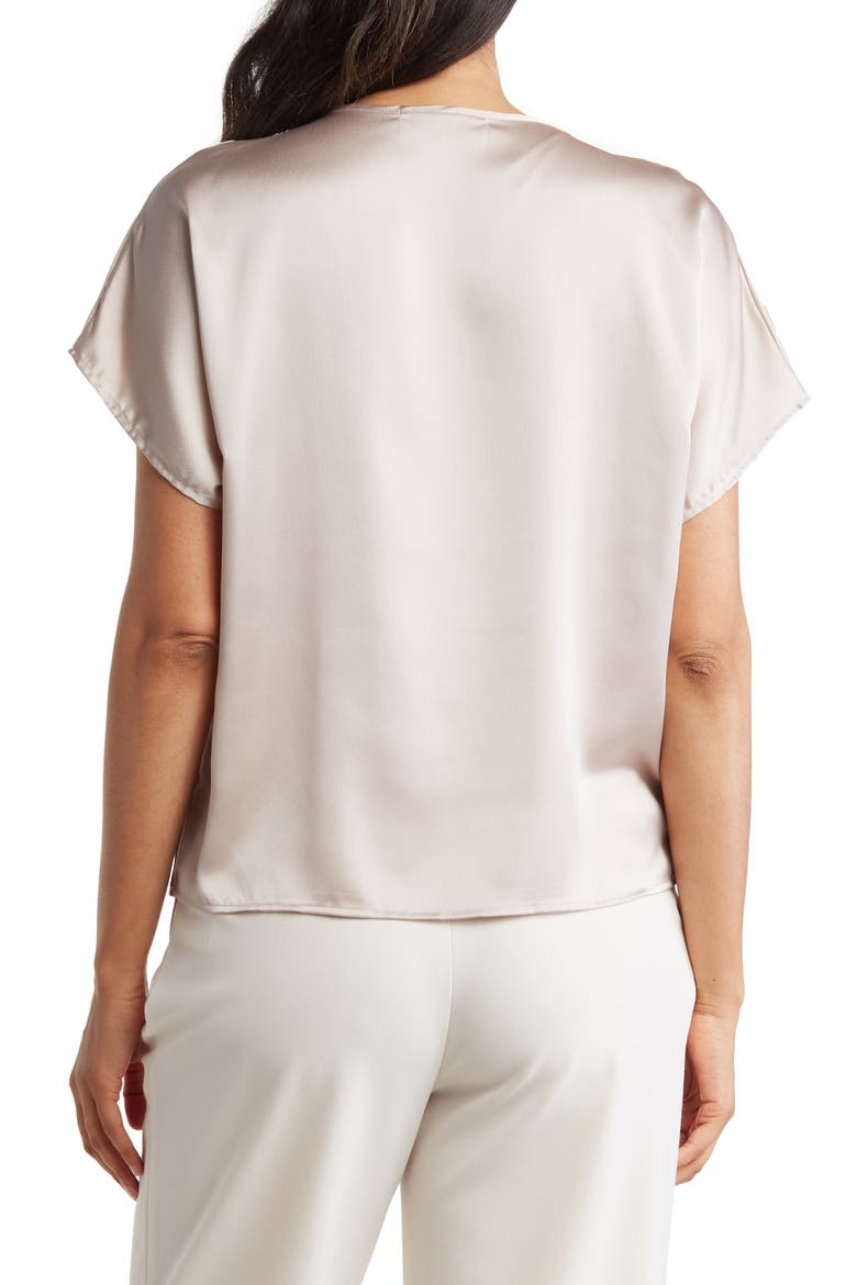 Cowl Neck Short Sleeve Satin Top, Alternate, color, BEIGE