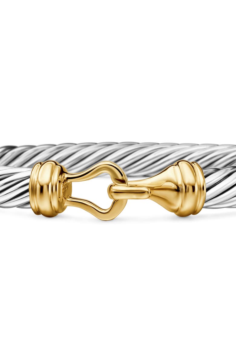 David Yurman Buckle Classic Cable Bracelet in Sterling Silver with 18K Yellow Gold, Alternate, color,