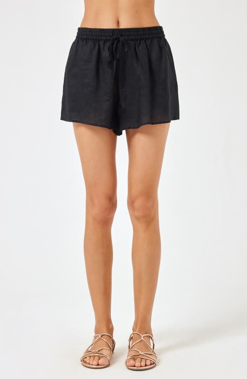 Rio Linen Cover-Up Drawstring Shorts