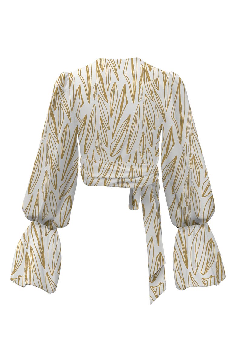 DIARRABLU Aja Fiore Leaf Print Surplice Top, Alternate, color,