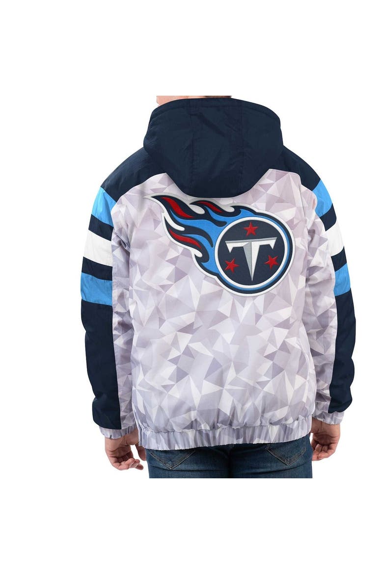 Men's Starter White/Navy Tennessee Titans Thursday Night Gridiron Raglan Half-Zip Hooded Jacket, Alternate, color, White