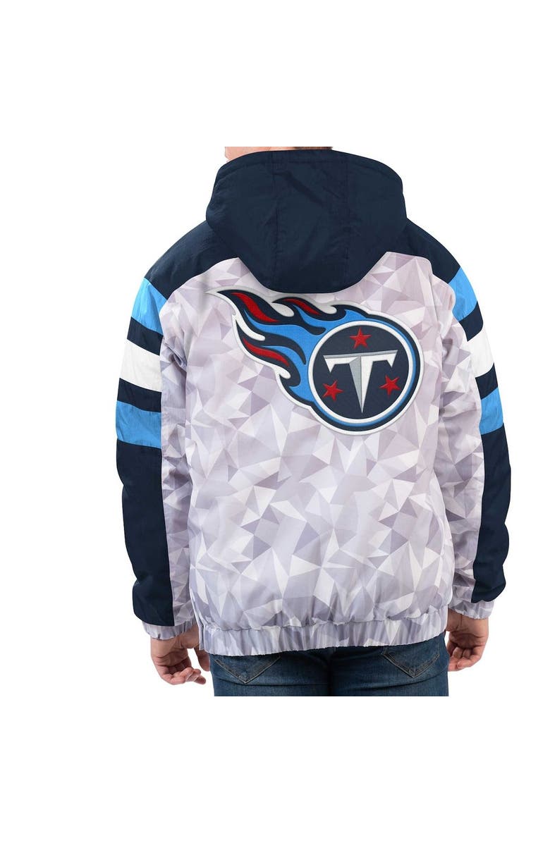 STARTER Men's Starter White/Navy Tennessee Titans Thursday Night Gridiron Raglan Half-Zip Hooded Jacket, Alternate, color, 