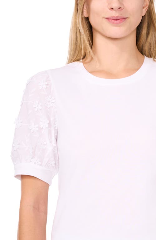 Cece Women's Mixed-media Puff-sleeve Top In New Ivory