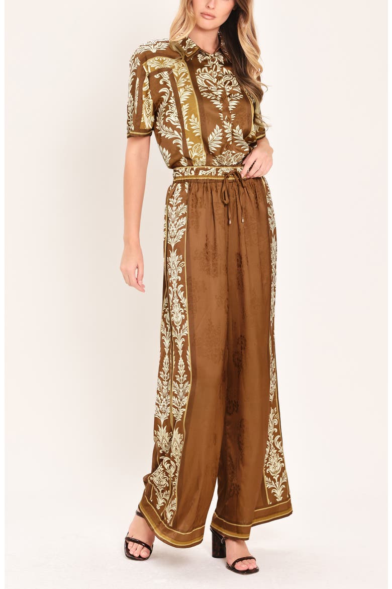 Wide Leg Print Pants, Alternate, color, CAMEL