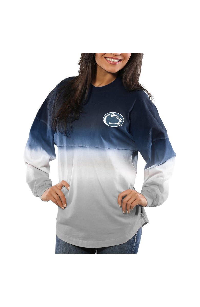 SPIRIT JERSEY Women's Navy Penn State Nittany Lions Ombre Long Sleeve Dip-Dyed Spirit Jersey, Alternate, color, 