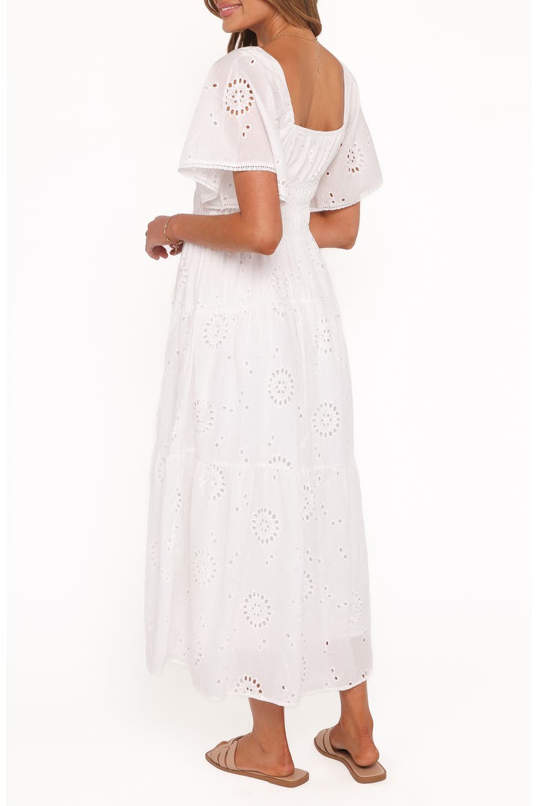 Tierney Eyelet Embroidered Midi Dress, Alternate, color, WHITE