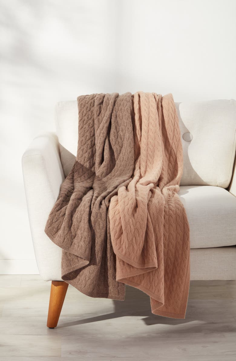 Nordstrom Cable Cashmere Throw Blanket, Alternate, color,