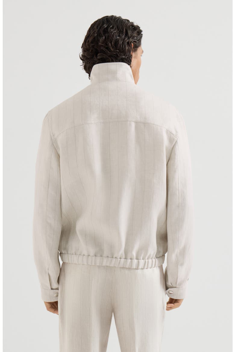 Linen chalk stripe chevron outerwear jacket, Alternate, color, Shell
