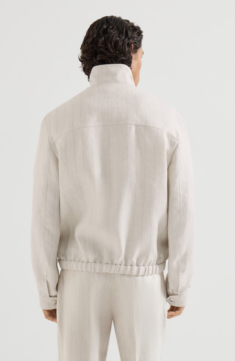 Brunello Cucinelli Chalk stripe chevron outerwear jacket, Alternate, color, Shell