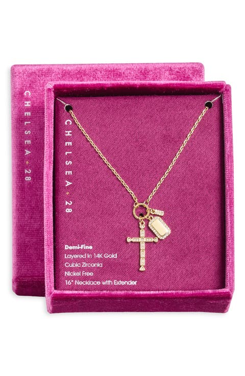 Cubic Zirconia Cross Pendant Necklace