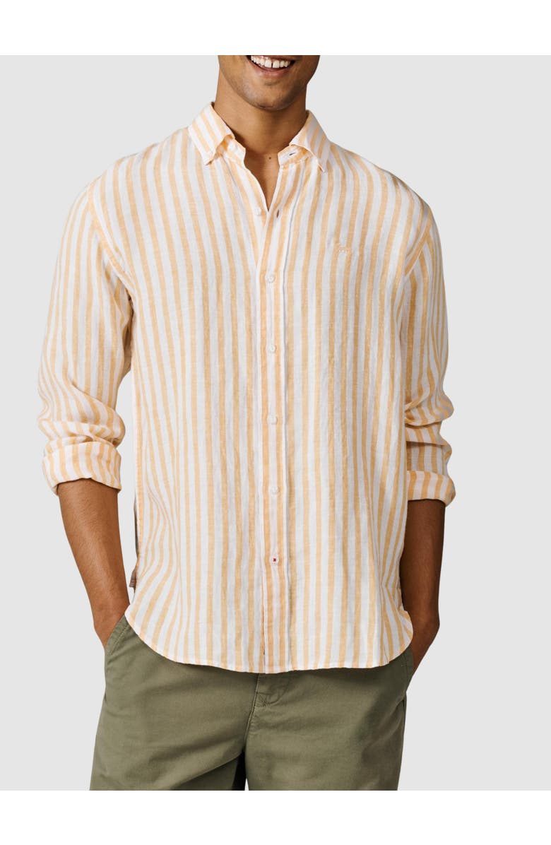 Aubin Worlaby Linen Long Sleeve Shirt, Alternate, color, Yellow Stripe
