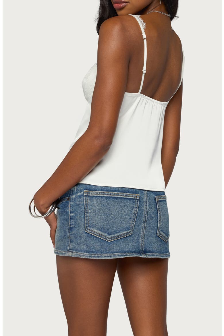 Vikkey Lace Trim Satin Tank, Alternate, color, WHITE