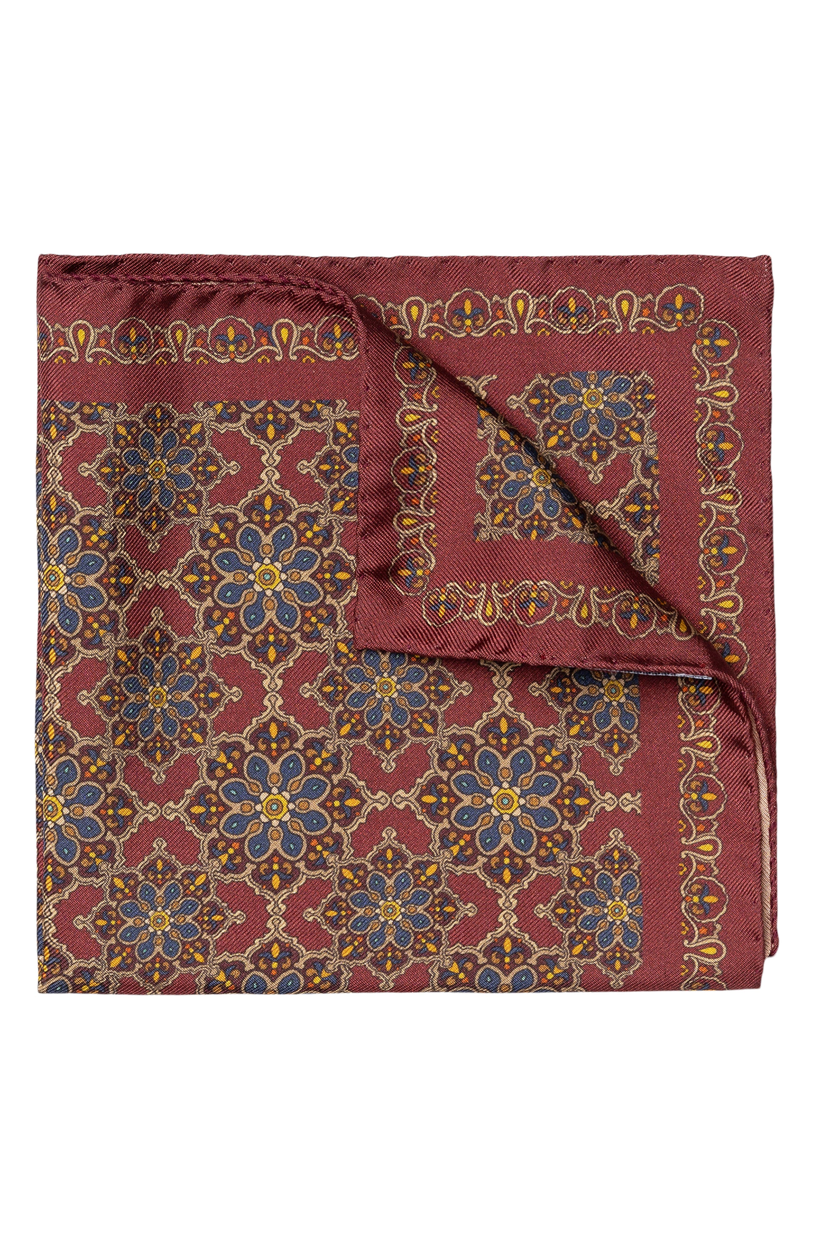 Eton Medallion Print Silk Pocket Square