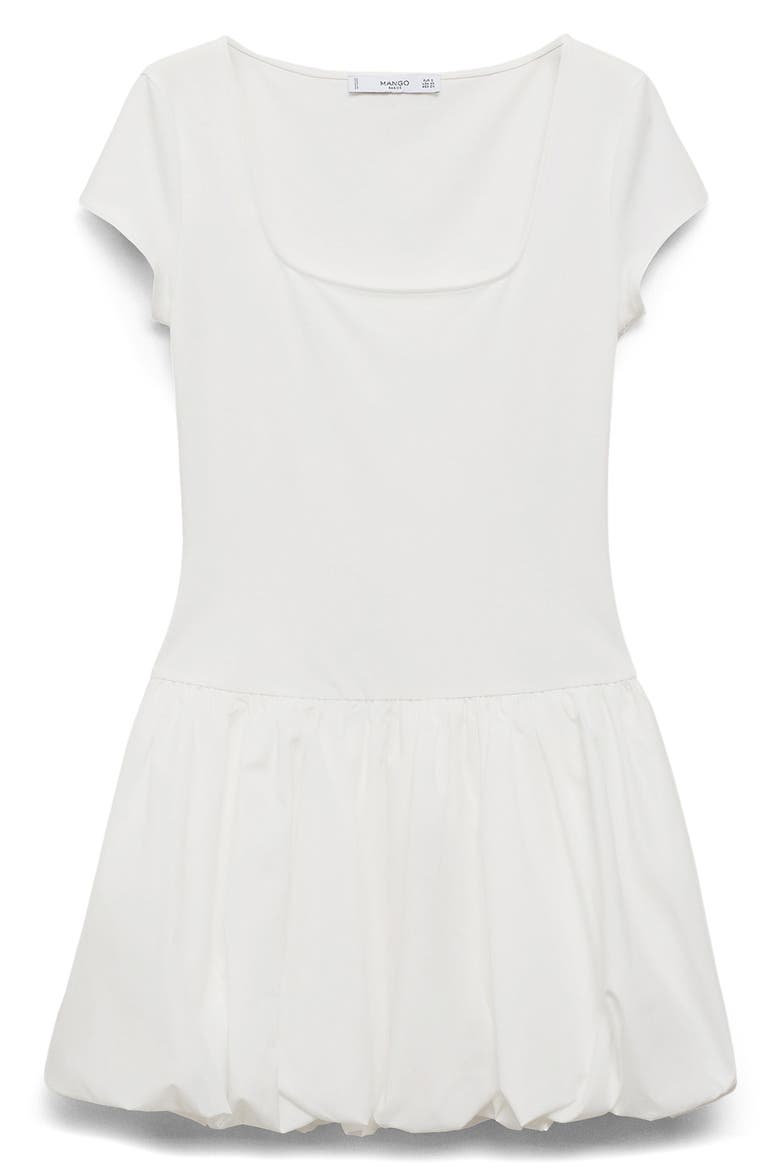 PUFFED HEM COMBINED DRESS, Alternate, color, WHITE