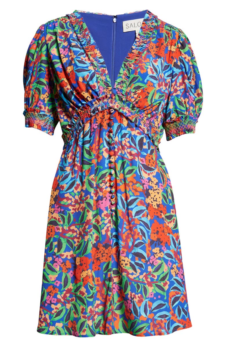 SALONI Floral Print Crepe Dress, Alternate, color,