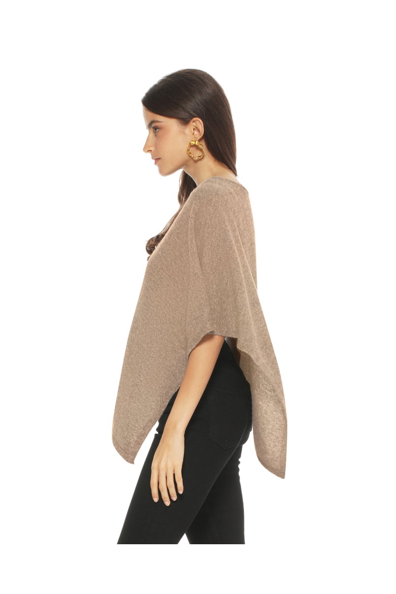 Pure Cashmere Capelet Poncho, Alternate, color, Taupe